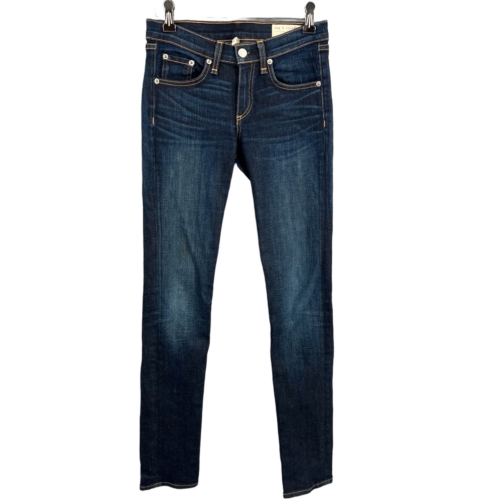 Rag & Bone Kensington Skinny Jeans Dark Blue Denim Stretch Womens Size 25